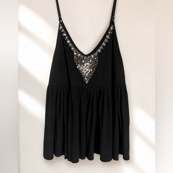 Rocawear Tops - Vintage Rocawear Y2K Beaded Babydoll Cami Top Black Size L